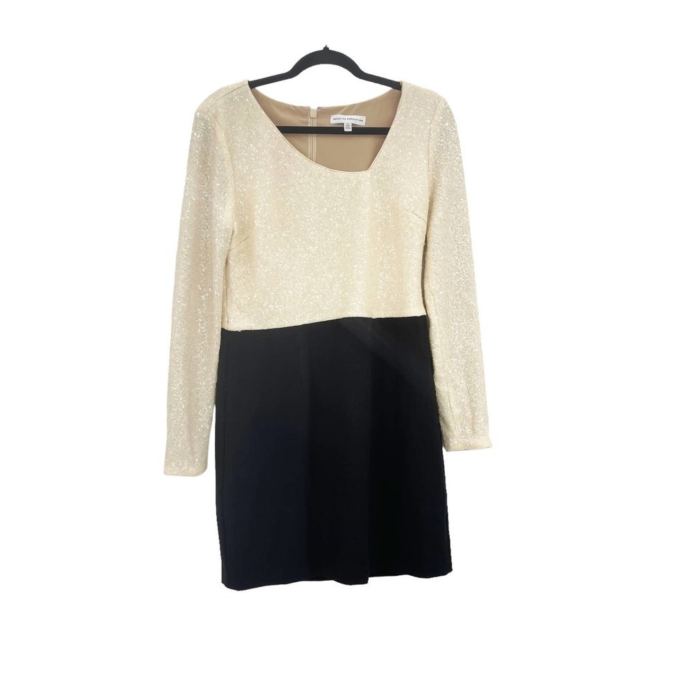 Dress The Population Chante Cream Black Bodycon Mini Dress Size M Nwot View 6